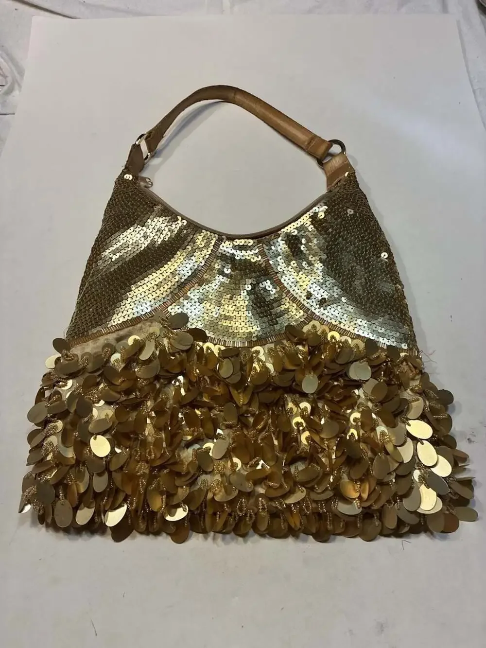 PREZZO DIVISION OF Y&S Gold Sequin Beaded Flaky Handbag Shoulder Purse